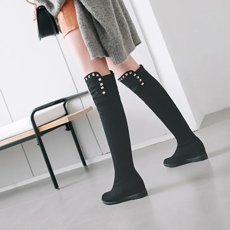 

Big Size 11 12 13 14 15 16 17 Increased Willow Nail Over Knee Slim Boots, Boots and Suede Boots