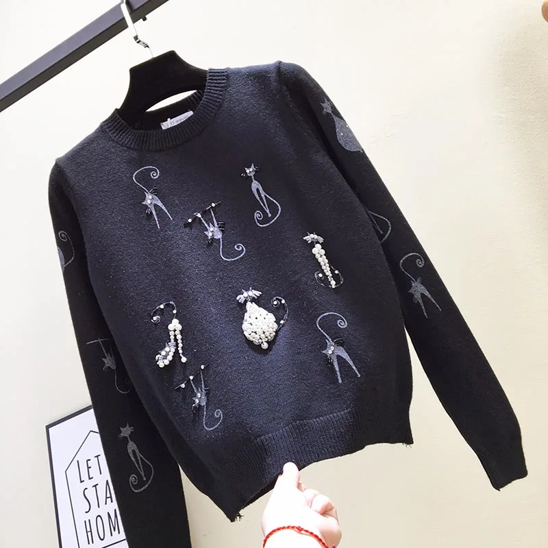 Gagarich корейский пуловер для женщин Witer одежда милый мультяшный Кот свитер женский Топ с длинным рукавом размера плюс