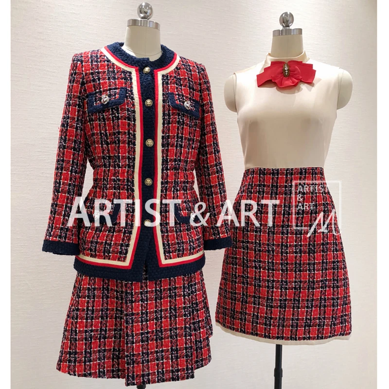 Svoryxiu 2018 Runway Custom Autumn Winter Coats Outwear Women's High Quality Wool Blends Slim Plaid Female Coat