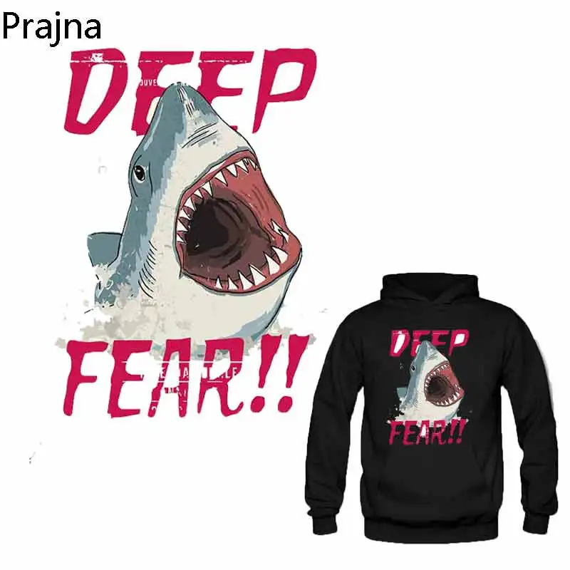 Prajna большая надпись джинсы Shark железо-на переводе для рюкзака рыба Аква