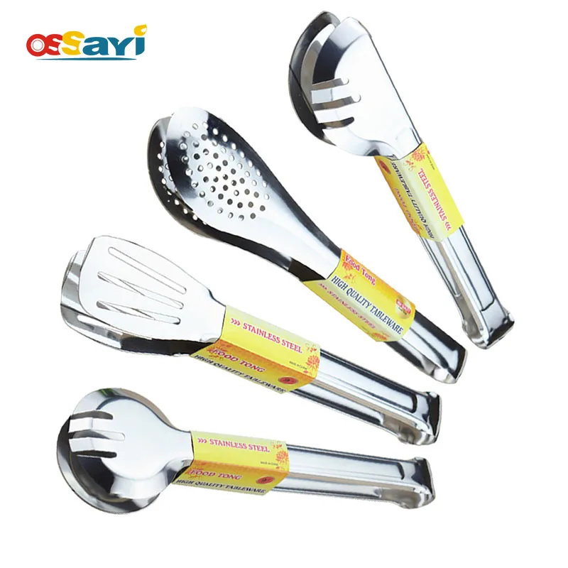4Pcs/set BBQ Tongs Picnic Stainless Steel Kitchen Food Bread Clip Clamp