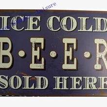 Винтажная жестяная вывеска, украшение для стен в пабе, холодное пиво, продается здесь, ретро металлический настенный художественный плакат для бара, 30x20 см B09