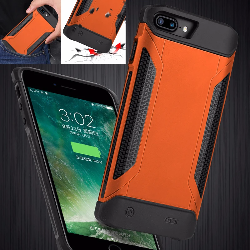 Kopen 4000 mah Externe Batterij Oplader Case Voor iphone 6 6 S Anti val Shockproof Life Waterdicht Power Bank voor 7 8
