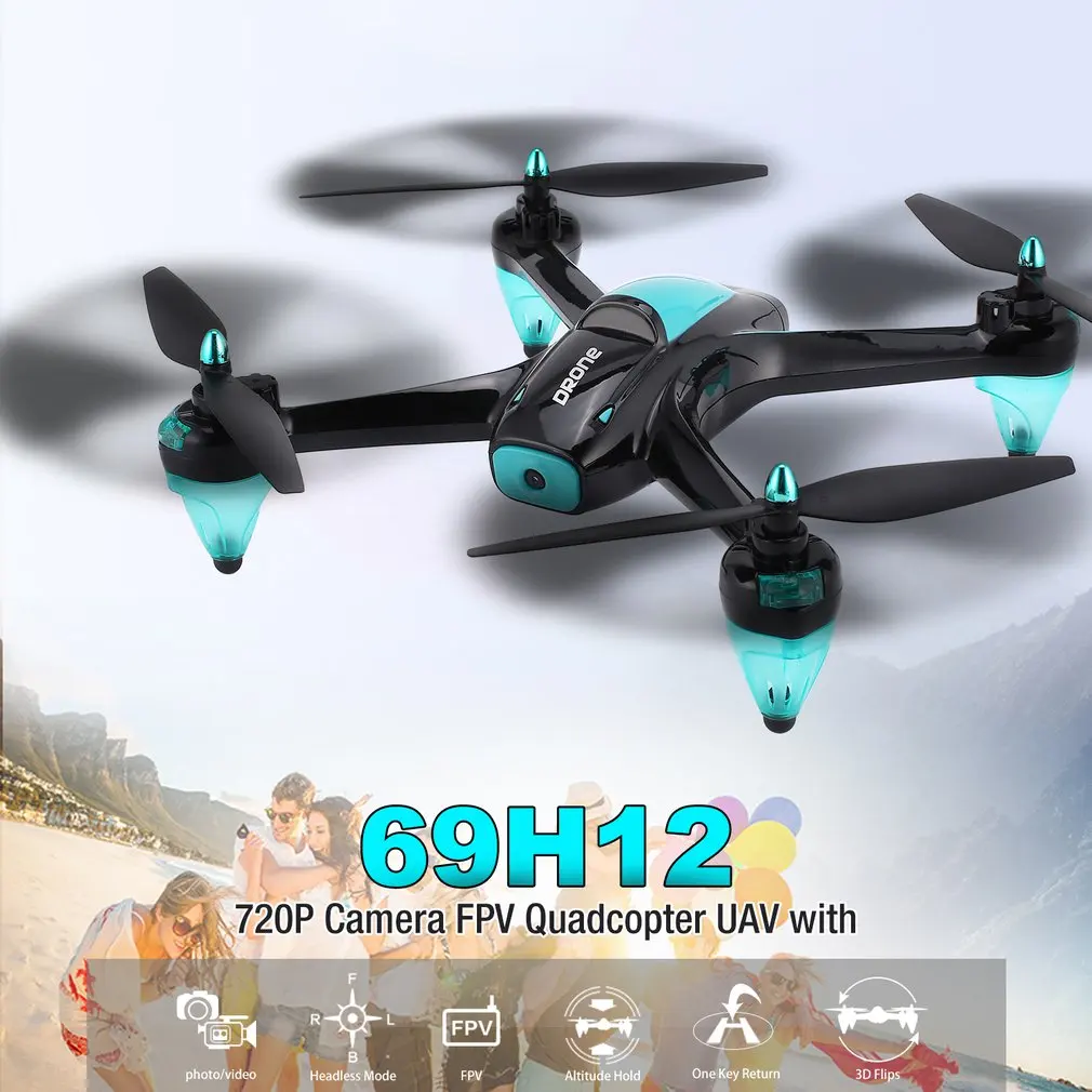 69H12 2.4G RC Selfie Smart Dron FPV Quadcopter Aircraft UAV with 720P HD Camera Real time Altitude Hold Headless Mode RC Drone