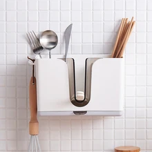 Бытовые Пластиковые стойка для хранения ложки Многофункциональный дренаж палочки для еды клетка настенный подвес ZP3111649