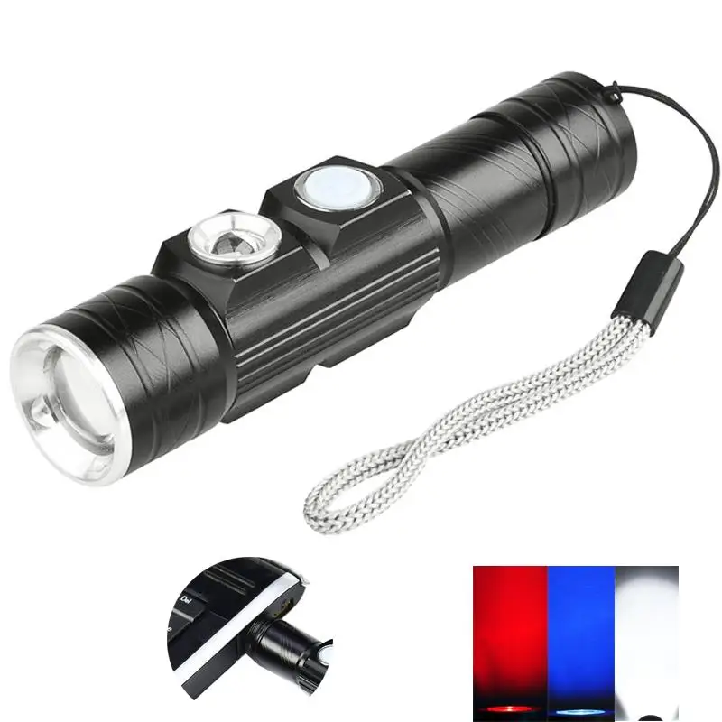 

LED 5 Mode 2000 Lumen 150M Long Range Red Blue Light Flashlight Red Light Tactical Flashlight Red Light Torch For Fishing