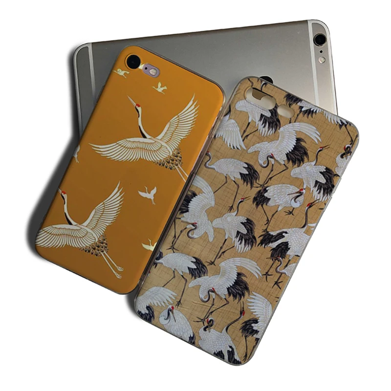 

IMIDO Japanese Bird Flying Crane Wave Case Soft TPU Coque For Iphone 7 8 7PLUS 8PLUS X XS XR XSMAX 5 5S SE 6 6S 6PLUS 6SPLUS