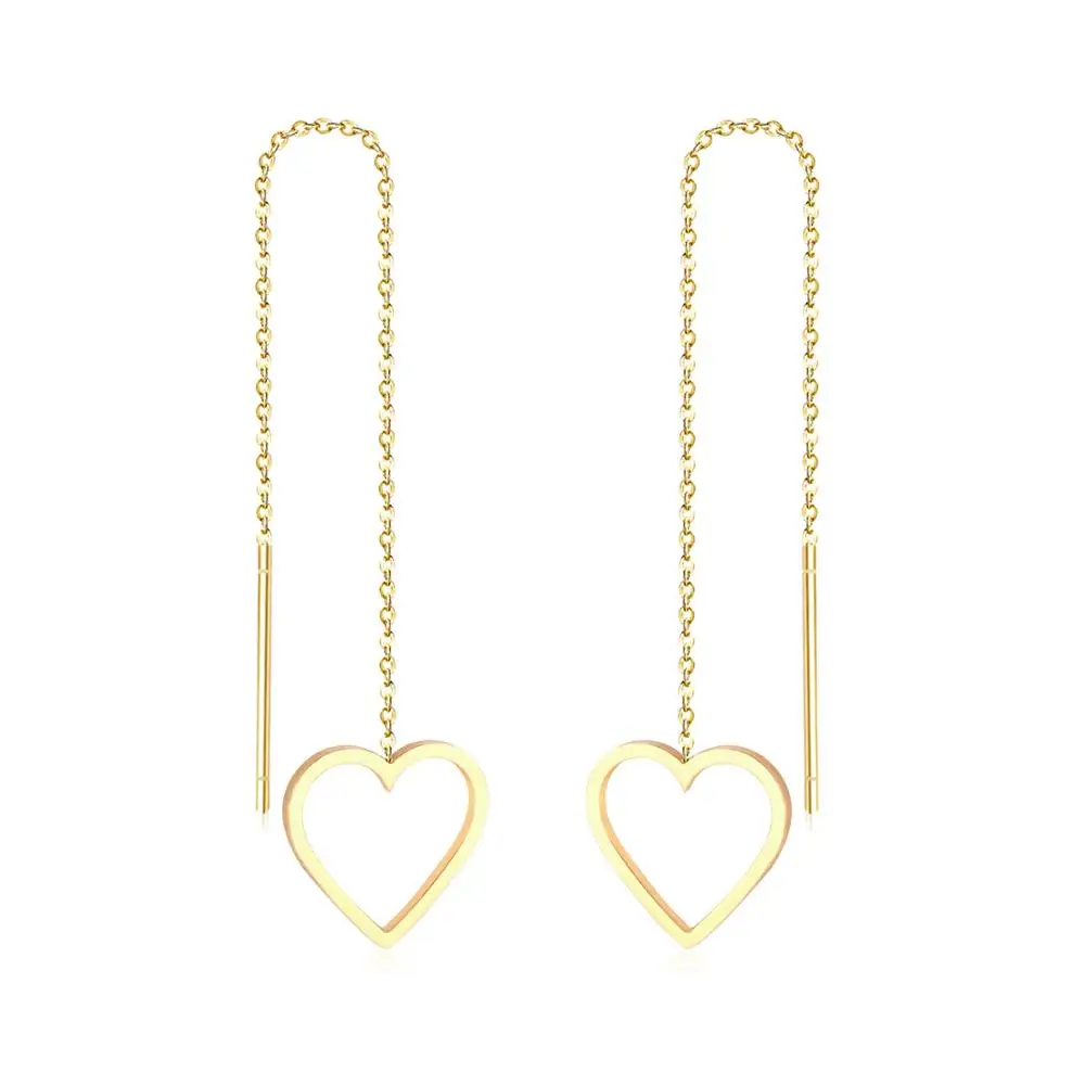 LUXUSTEEL Different Shape Ear Line Link Chain Earrings Gold/Silver Color Drop Earring Mujer Accessories Trendy Long Jewelry