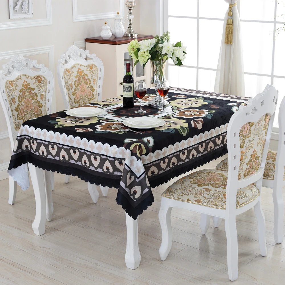 

Family Expenses Table Cloth Black Rectangular Tablecloths Creative Flower Design Eco-friendly Home Textile ZD-5