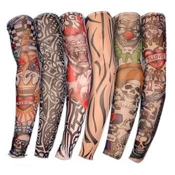 

6 Pieces/Set Summer Cycling Sport Elastic Tattoo Sleeve Sunscreen Sleeve Arm Sleeve Running Arm Warmer Outdoor Oversleeve Unisex