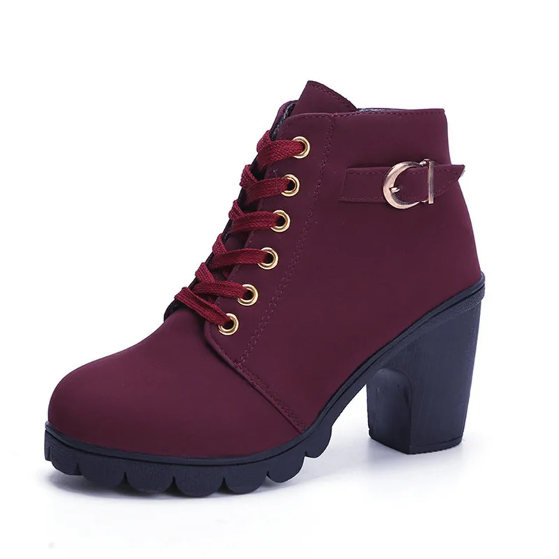 

FIDANEI Plus Size Ankle Boot Women Platform High Heels Boots Thick Heel Short Boot Ladies Zipper Shoes Botas de mujer