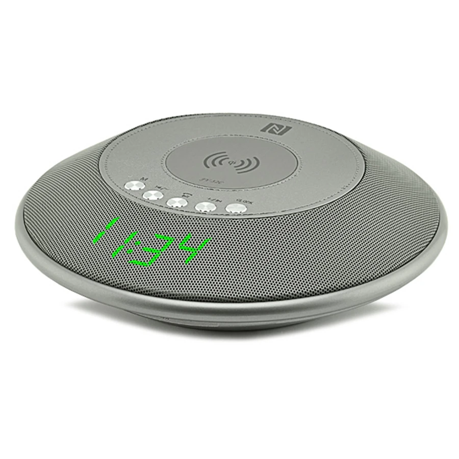 2018 New Wireless charging Portable Bluetooth speaker Support AUX FM radio Alarm clock LED 