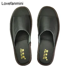 Тапочки из натуральной коровьей кожи для влюбленных пар; нескользящая домашняя обувь для мужчин и женщин; модные повседневные тонкие туфли из термопластичной резины на мягкой подошве; сезон весна-лето; 511m