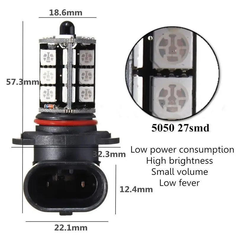 2x9050 5050 LED 27 SMD RGB Автомобильная фара лампа для противотуманной фары + пульт