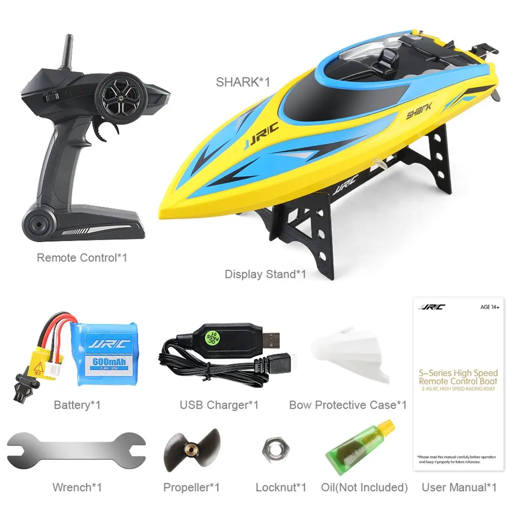 

JJRC S1/S2 2.4GHz RC Speedboat 2CH High Speed Mini Racing RC Boat Waterproof USB Charging RTR Speedboat Toy for Adults Children