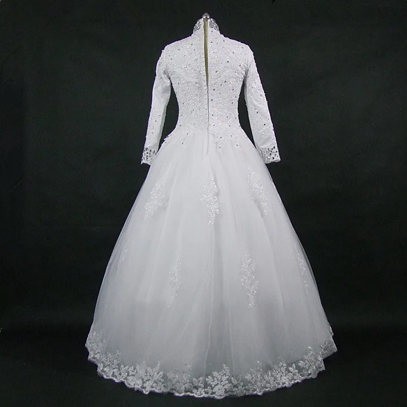Новое мусульманское свадебное платье с высоким воротником и длинным рукавом, арабское свадебное платье es Vestido De Novia