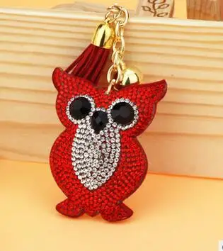 

10pcs/lot Cute Owl Pendant Leather Key Chain Car Key Ring faxu leather rhinestone owl keychain