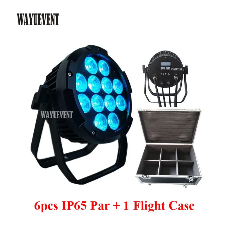 

6pcs/lot flycase IP65 outdoor LED waterproof Par Light 12x18W RGBWA UV 6IN1 Parcan Wedding DJ Uplight