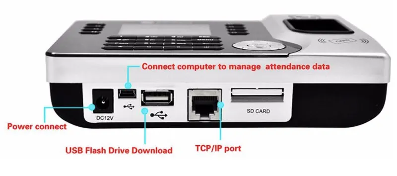 2,4 дюймов TCP/IP/USB радиочастотный идентфикатор отпечатков пальцев биометрическая машина Системы палец считыватель Clocker работника регистрации Регистраторы