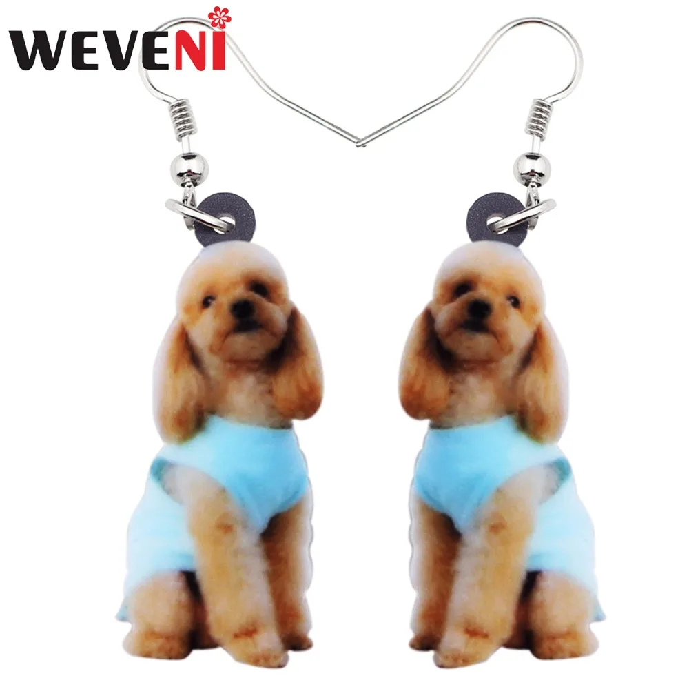 

WEVENI Acrylic Cartoon Sitting Poodle Dog Earrings 2018 Long Dangle Drop Women Girls Female Cute Animal Jewelry Charms Wholesale