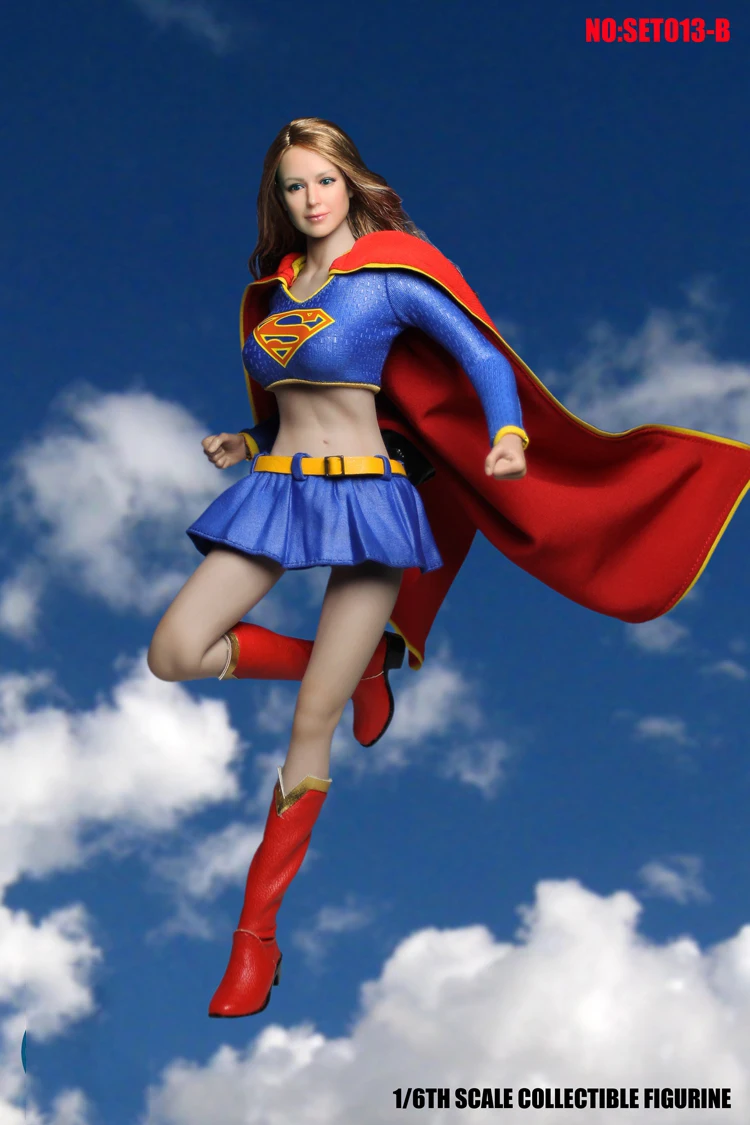 DIY COSPLAY 1/6 SET013B Female Clothes Set Supergirl Hero Suit Superwoman Series Accessories for 1:6 Suntan Action Figure Body