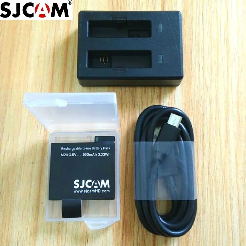 SJCAM M20 900 мАч запасной перезаряжаемый литий-ионный аккумулятор и зарядное устройство аксессуары для SJCAM M20 2K WiFi Спортивная камера DV - Цвет: charger and 1battery