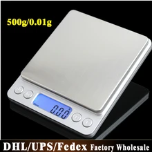 DHL 20 штук 500 г x 0.01 г Портативный мини электронные цифровые Детские весы Карманный Дело почтовый Кухня Jewelry цифровой Весы с 2 лотка