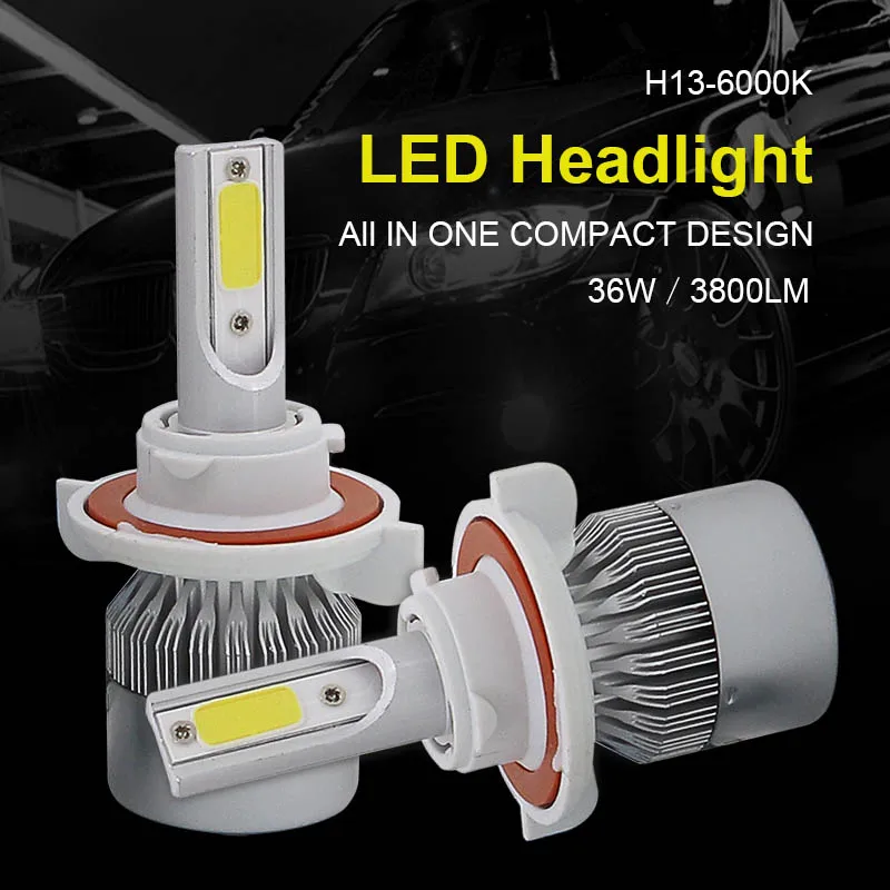 Edislight 72 Вт 7600LM H13 9008 светодиодный комплект фар фары дальнего и ближнего света для