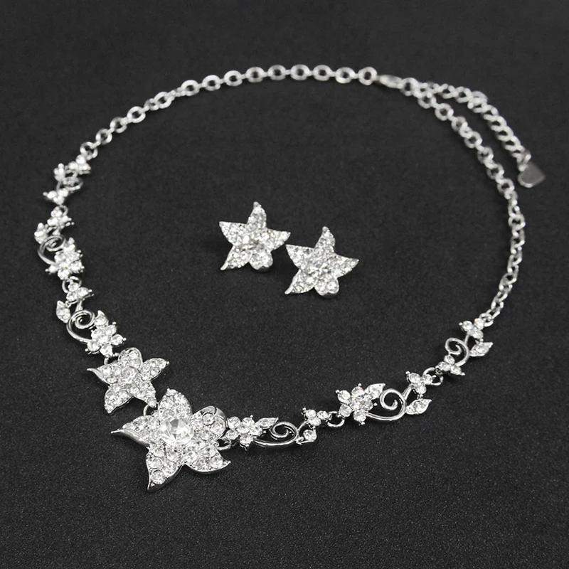 Fashion Charm full Rhinestones Bridal Jewelry Sets Silver Color Party