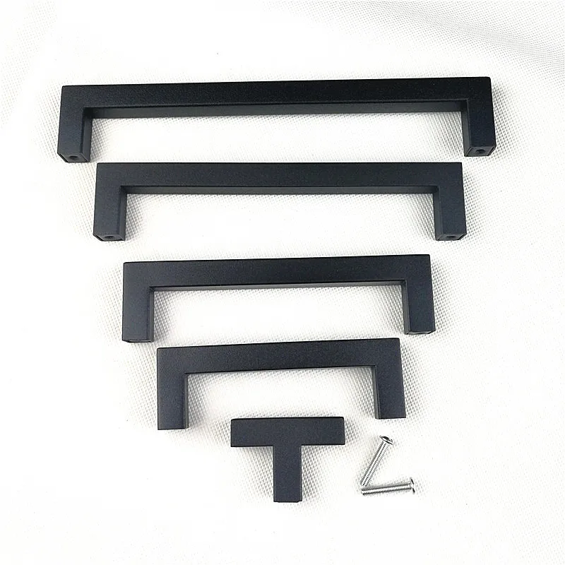 Furniture Handles Kitchen Door Handles Matt Black Square Stainless Steel Cabinet Handle