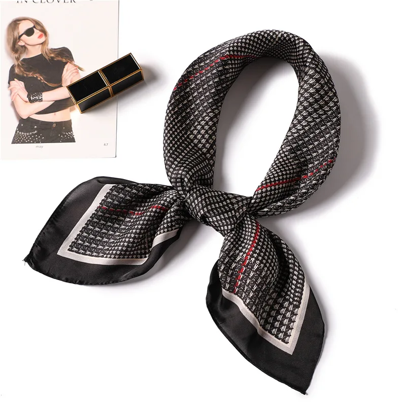 

Women's Square Silk Scarf Ladies Print Summer Shawls and Wraps Female Small Office Scarf Foulard Headband Handkerchief 70*70CM