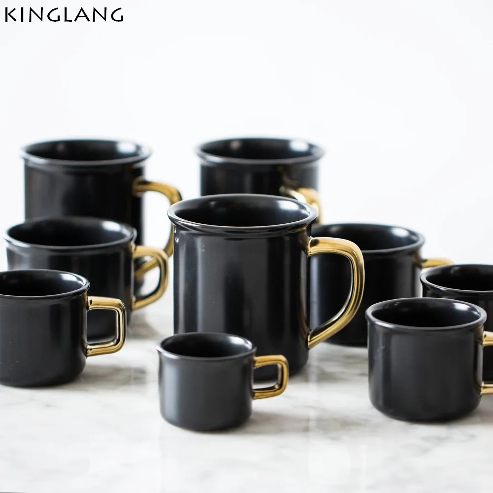 

4sizes good quality gold handle coffee mug ceramic cup