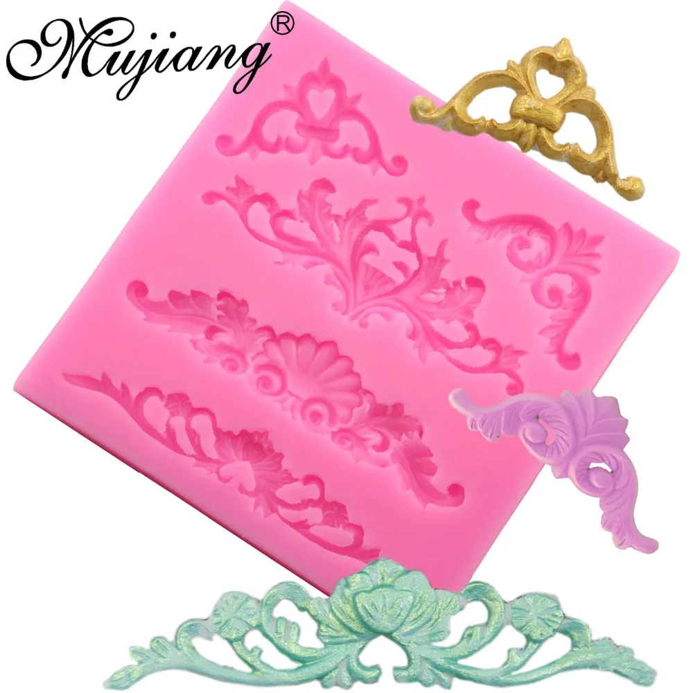 

Mujiang European Relief Lace Cake Border Silicone Molds Fondant Cake Decorating Tools Kitchen Baking Chocolate Candy Mold XL430