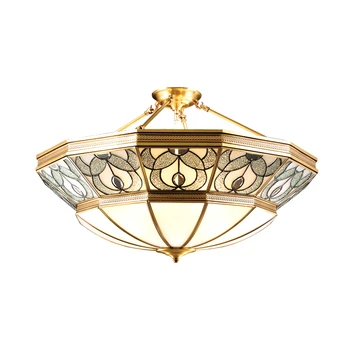 

Full Copper pendant light Tiffany lamp brief modern American rustic fashion bedroom lights restaurant lamp Toolery hanging light