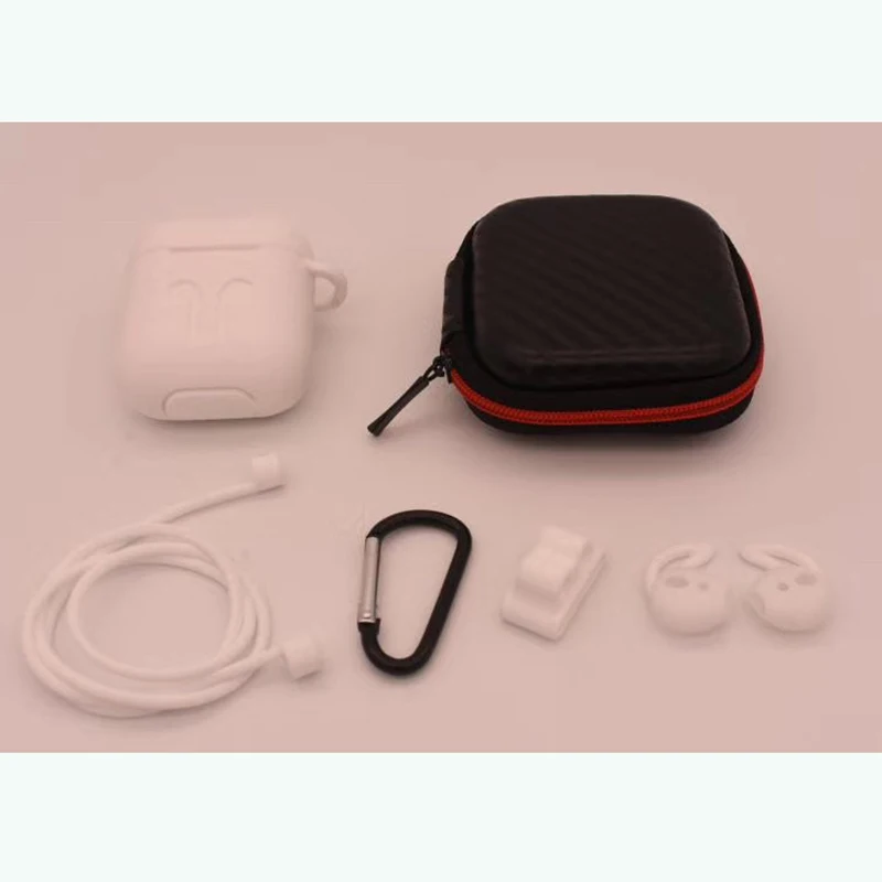 Для Apple Airpods полный набор аксессуаров защитный силиконовый наушник чехол на Подставка для наушников сумка для проводов для Airpods