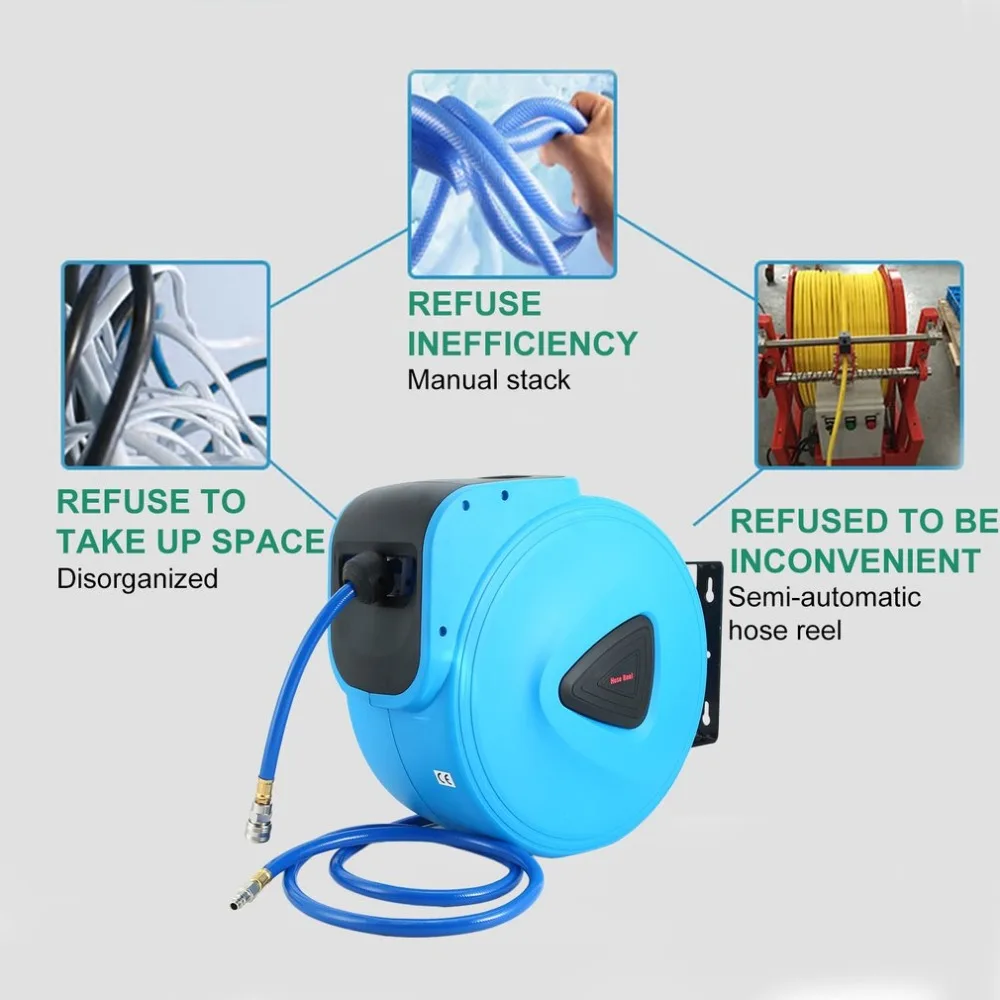 

Wall Mounted 30M Water Hose Reel Compact Automatic Hose Reel 180 Degree Rotatable Retractable Air Hose Reel Garden Accessories