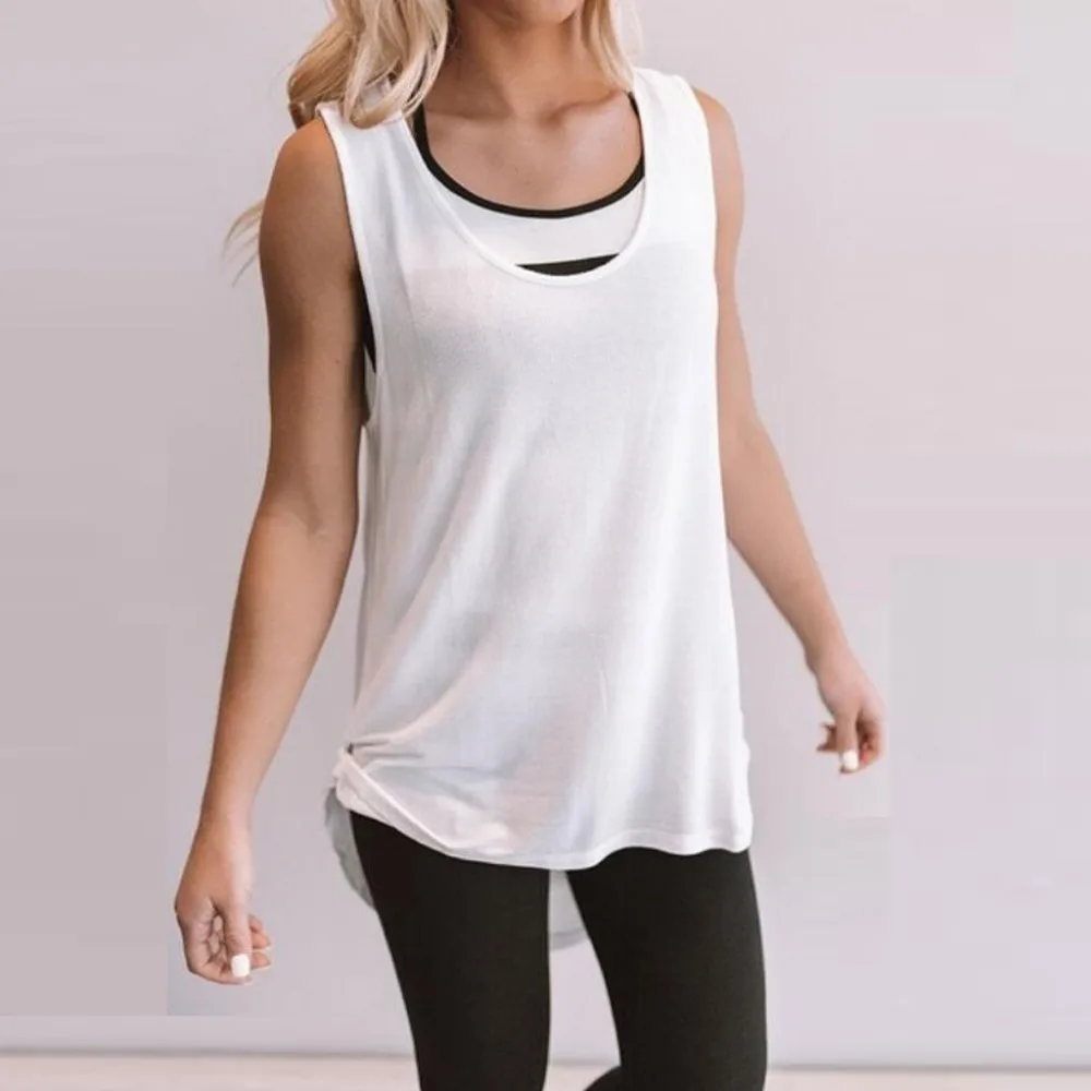 

Women Backless Blouse Solid Color O-Neck Shirt Tank Tops Ladies Loose Sports Fitness Gym Hollow Out Tops female haut femme BB4
