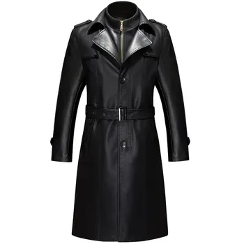 

Brand Athena Special Spring Men Pu Leather Jackets Motorcycle Street Style Ladies' Outwear Trench Coat Jacket With Belted M-4xl