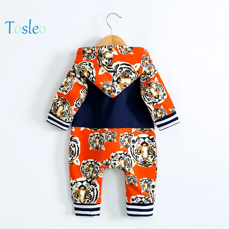 

2018 Spring Baby Romper 100% Cotton Tiger Animal Printed Fashion Baby Clothes Animal Costume Zipper Kids Full Sleeve Kid Clothes