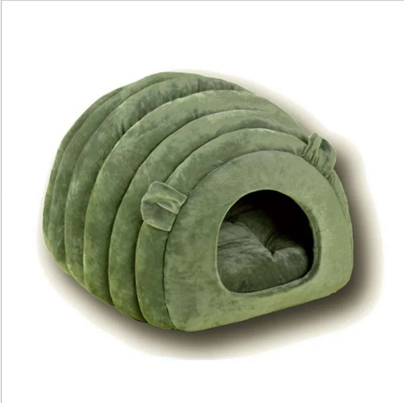 PETKITTY, кошка, пещера, дом, овечка, зима, теплая, складная, щенок, питомник, котенок, кровать для домашних животных, полузакрытая, удобная, мягкая, для домашних животных, гнездо, кровать - Цвет: Зеленый