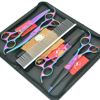 

Meisha 7.0" Rainbow Professional Dog Grooming Scissors Pet Straight Cutting Shears Thinning Scissor Curved Trimming Tool HB0099