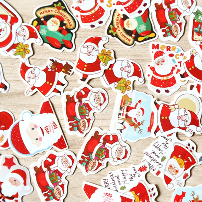 

48 sheets/set Japanese Kawaii Label Stickers Christmas Series Santa Clause Decorative DIY Packing Sealing Stickers