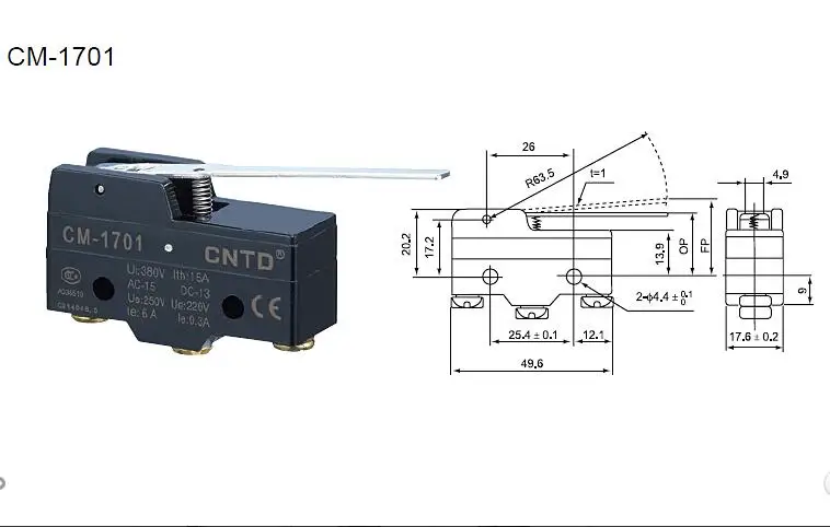 Микропереключатель T125 5E4 15A 250VAC с винтовой клеммой (CM 1701)|switch micro switch|switch switchswitch 15a |