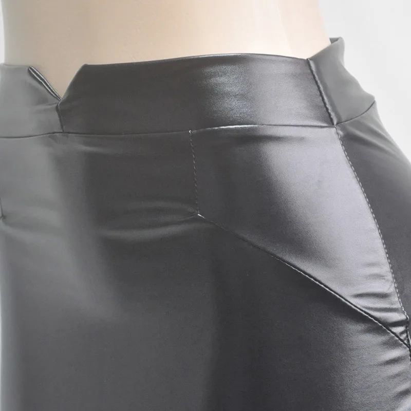 Nadafair женские юбки из искусственной кожи с высокой талией, облегающие сексуальные Клубные юбки из искусственной кожи, весенние однотонные юбки-карандаш миди черного цвета