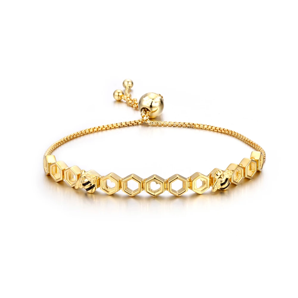 PDB2 Honey Bee 925 Sterling Silver Bracelets Colorful Heart Luxury Love Honey Comb Golden Bee Jewelry For Men Women Bracelet PDB2 Honey Bee 925 Sterling Silver Bracelets Colorful Heart Luxury Love Honey Comb Golden Bee Jewelry For Men Women Bracelet