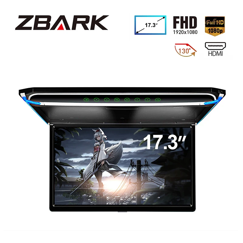 

17.3" Monitor 1080P Video HD Digital TFT Screen Wide Screen Ultra-thin Mounted Car Roof Player HDMI IR FM USB SD NO DVD