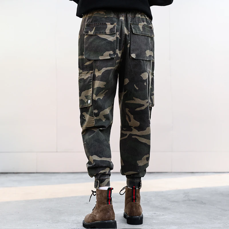 Black camouflage Pantalones Harajuku Bolsillo Camuflaje Moda Color Streetwear Sueltos Para Cargo De Mujer Talla Cordón Grande 6qSOrwx6aW