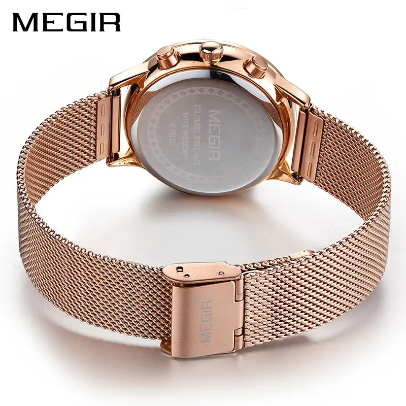 MEGIR Хронограф Роскошные Для женщин браслет часы Relogio Feminino любителей моды