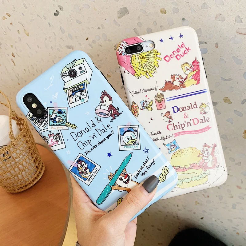 

Cute Cartoon Chip n Dale Case For iPhone 6 6S 7 8 Plus X XS MAX XR Matte Scrub imd Silicone Soft Back phone Cover Fundas