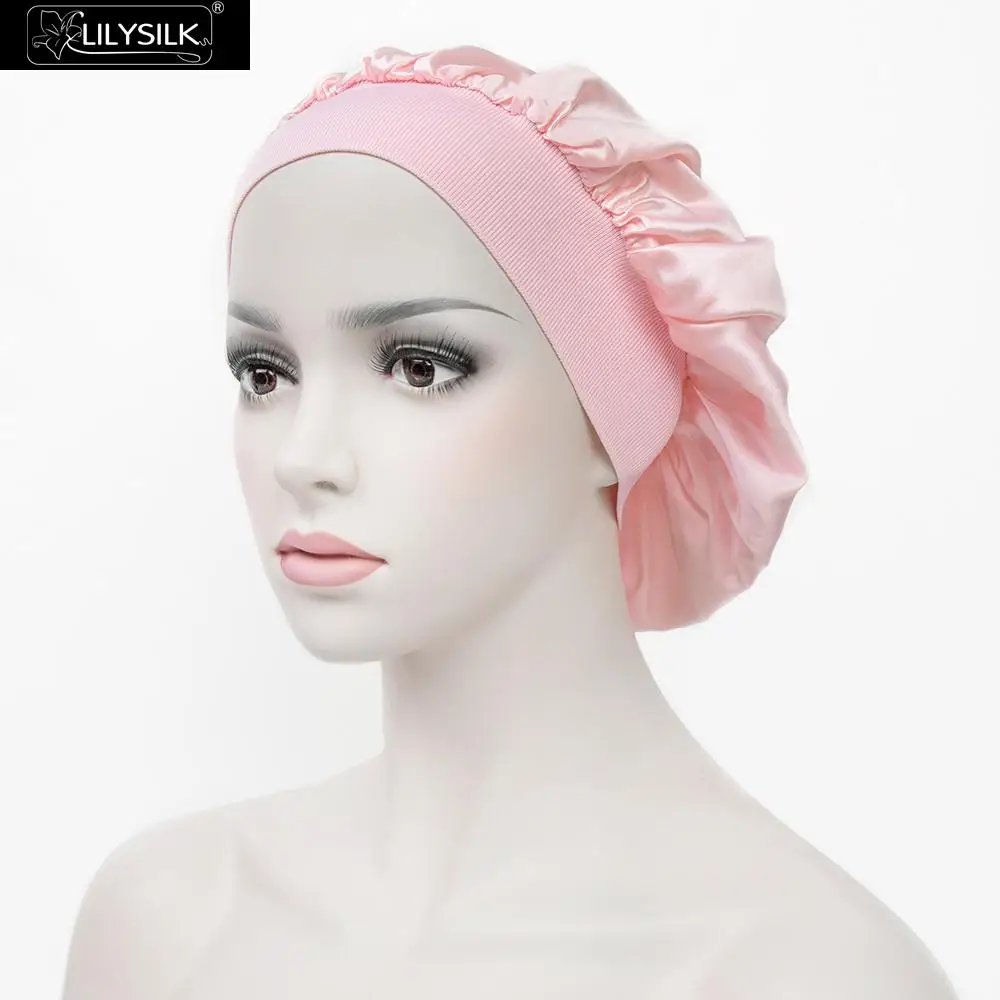 Light Plum LilySilk шапка спящий шелк натуральный 19 Momme ночной головной убор для сна волосы один размер Ночной Люкс - Цвет: Light Plum
